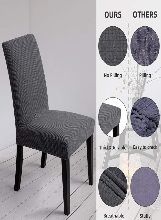 Artrello Chair Covers for Dining Room - Stretch Chair Slipcovers for Decorative Seat Protector Armless Removable Washable Elastic Dinner Universal Spandex Solid Chair Slip Covers Set(Dark Grey,4) - Image 5